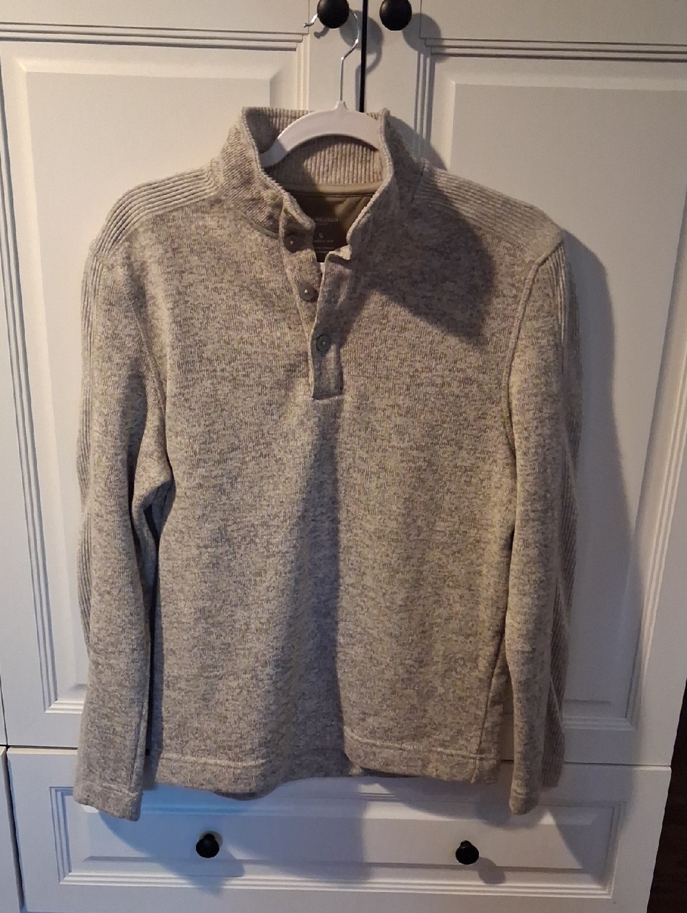 Van Heusen Cream Heathered Zip-Style Pullover Sweater